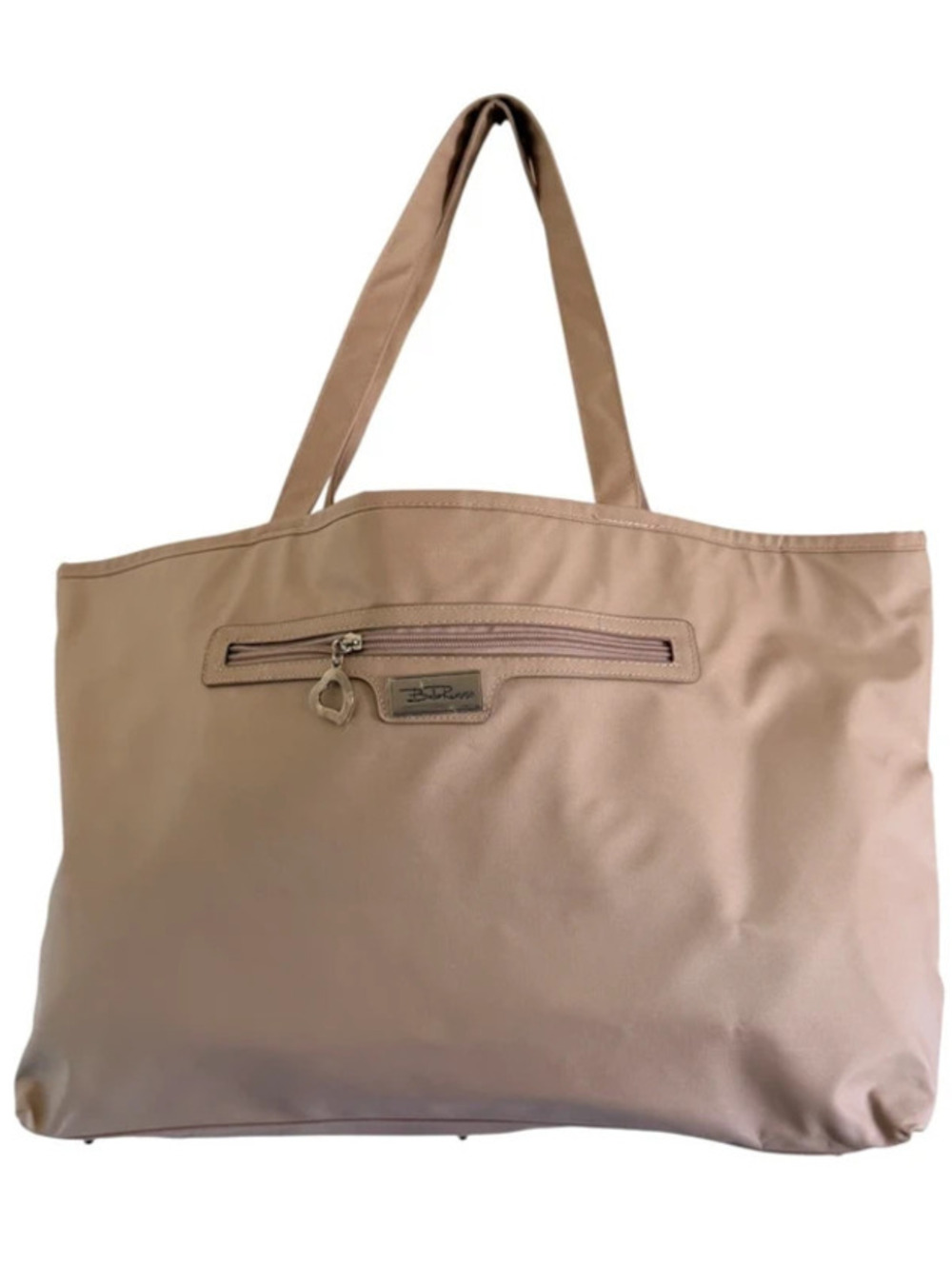 Bella Russo Taupe Beige Large Tote Bag Nylon Shoulder Purse Paisley Lining NWOT